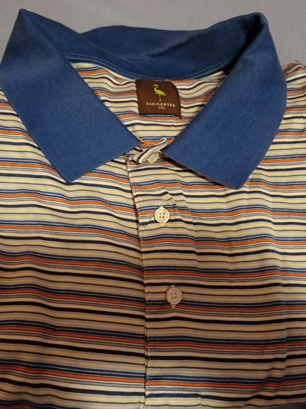 Tailorbyrd Blue Collar Multi-Stripe Polo Shirt